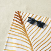 Gold Leaves White Elegant Pattern ビーチタオル (インサイチュ)