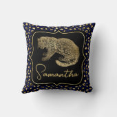 Gold Leopard and Blue Leopard Print クッション (裏面)