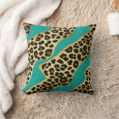 Gold Leopard Print And Teal クッション (ブランケット)