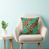 Gold Leopard Print And Teal クッション (椅子)