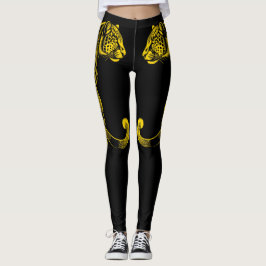 Gold Leopard Print Fun Safari Pattern レギンス