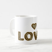 Gold Leopard Print Love Heart コーヒーマグカップ (正面左)