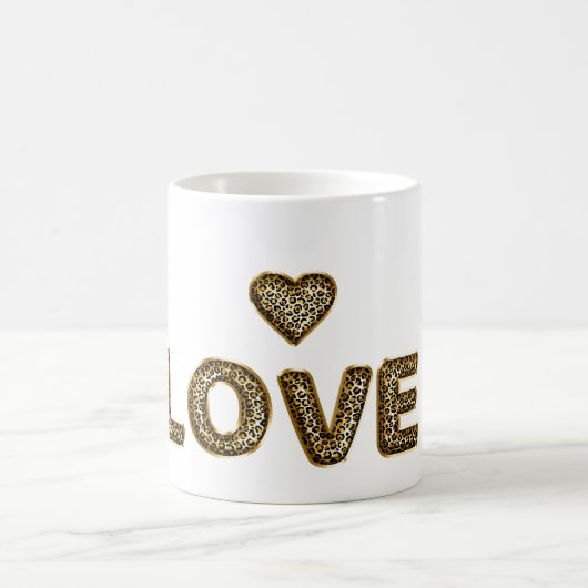 Gold Leopard Print Love Heart コーヒーマグカップ (中央)