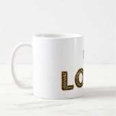 Gold Leopard Print Love Heart コーヒーマグカップ (左)