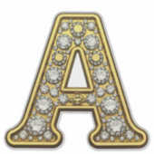 Gold Letter A Encrusted With Diamonds Jewelry シール (正面)