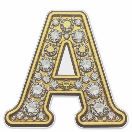 Gold Letter A Encrusted With Diamonds Jewelry シール (正面)