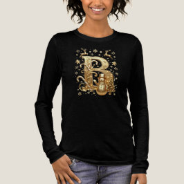 Gold Letter B Luxury Snowman Women Tri-blend LS トライブレンドTシャツ