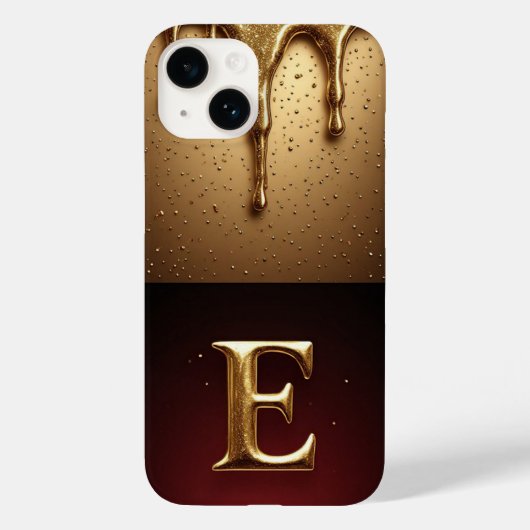 Gold Letter E Monogram With Dripping Metall Case-Mate iPhoneケース (裏面)