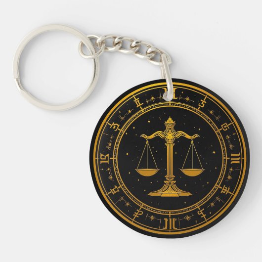 Gold Libra Astrology Gift for Libra Personality キーホルダー (正面)