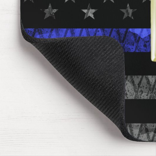 (Gold) Lieutenant Thin Blue Line Distressed Flag マウスパッド (コーナー)