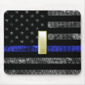 (Gold) Lieutenant Thin Blue Line Distressed Flag マウスパッド (正面)