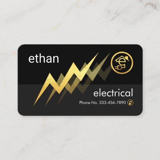 Gold Lightning Powers Letter-e Electric 名刺 (正面)