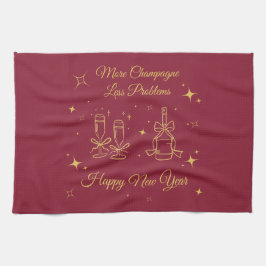 Gold Line Art New Year Design キッチンタオル