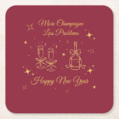 Gold Line Art New Year Design スクエアペーパーコースター (正面)