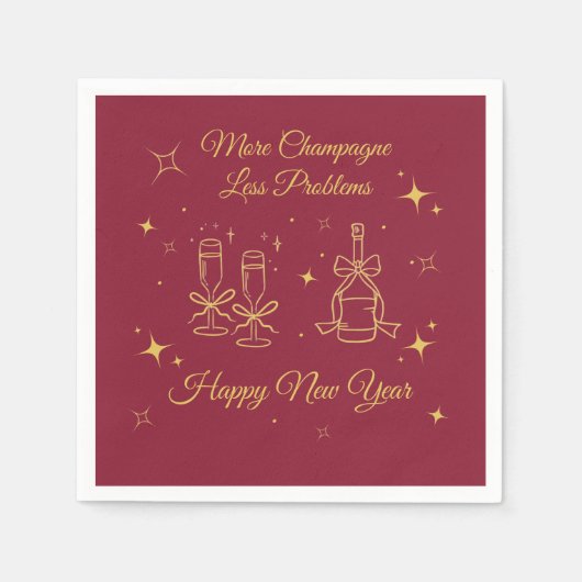 Gold Line Art New Year Design スタンダードカクテルナプキン (正面)