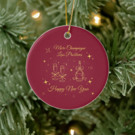 Gold Line Art New Year Design セラミックオーナメント