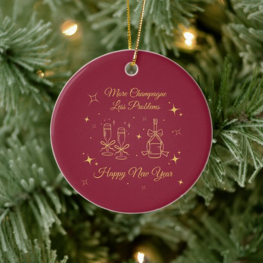 Gold Line Art New Year Design セラミックオーナメント (ツリー)