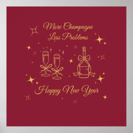 Gold Line Art New Year Design ポスター