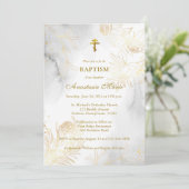 Gold Line Drawing Flowers Orthodox Baptism  招待状 (スタンド正面)