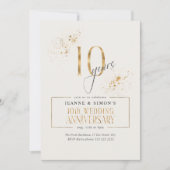 Gold Line Floral 10th Anniversary ID1169 招待状 (正面)