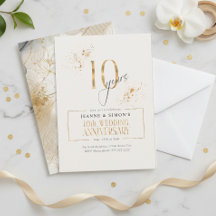 Gold Line Floral 10th Anniversary ID1169