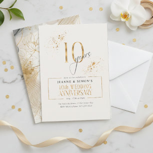 Gold Line Floral 10th Anniversary ID1169 招待状