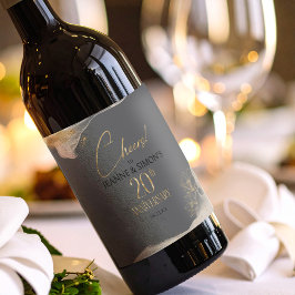 Gold Line Floral 20th Anniversary Cheers ID1169 ワインラベル