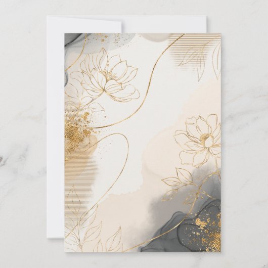 Gold Line Floral 20th Anniversary ID1169 招待状 (裏面)