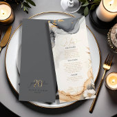 Gold Line Floral 20th Anniversary Menu ID1169