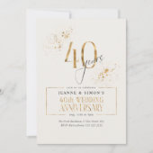 Gold Line Floral 40周年の記念ID1169 招待状 (正面)