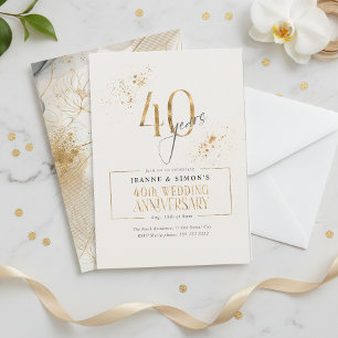 Gold Line Floral 40周年の記念ID1169 招待状