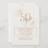 Gold Line Floral 50th Anniversary ID1169 招待状 (正面)