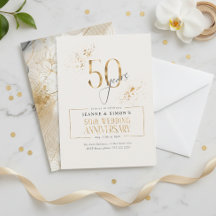 Gold Line Floral 50th Anniversary ID1169