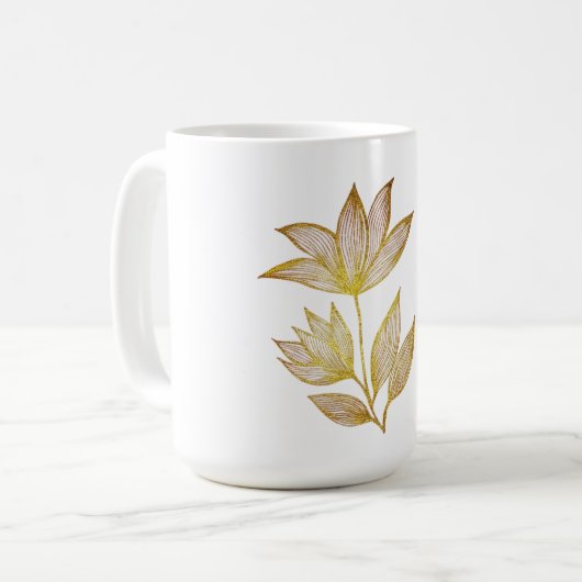 Gold Line Floral Coffee Mug コーヒーマグカップ (正面左)
