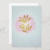 Gold Line Floral on Pink Watercolor Wash シーズンカード (正面/裏面)