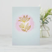 Gold Line Floral on Pink Watercolor Wash シーズンカード (スタンド正面)