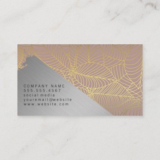 Gold Line Leaf Pattern | Silver Brushed 名刺 (裏面)