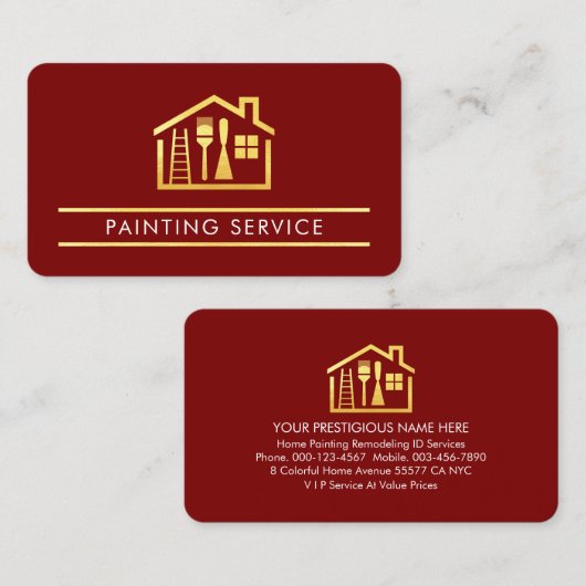 Gold Line Roller Brush Home Painter 名刺 (正面/裏面)