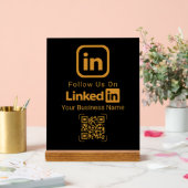 Gold LinkedIn QR Code Business アクリルサイン (ウェディング)