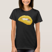 Gold Lips Biting Lipstick Makeup Tシャツ (正面)