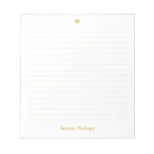 Gold Little Heart Handwritten Name Lined ノートパッド (正面)