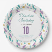 Gold Little Mermaid 10th Birthday | Under the Sea ペーパープレート (正面)