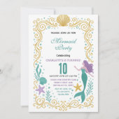 Gold Little Mermaid 10th Birthday  Under the sea  招待状 (正面)