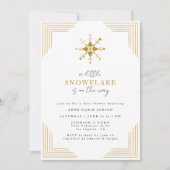 Gold Little Snowflake Minimal Elegant Baby Shower 招待状 (正面)