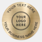 Gold Logo Business ラウンドシール (正面)