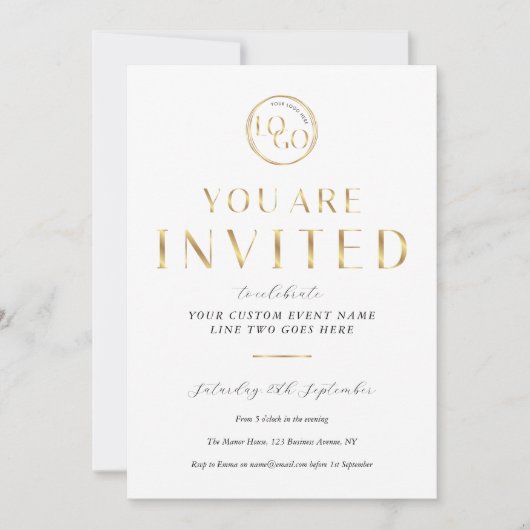 Gold Logo Elegant & Chic Business Event Gala 招待状 (正面)