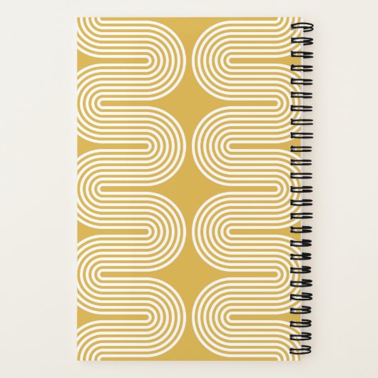 Gold Lombard Wavy Lines Modern Custom Notebook ノートブック (裏面)