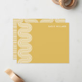 Gold Lombard Wavy Lines Modern Stationery Card ノートカード (正面/裏面インサイチュ)