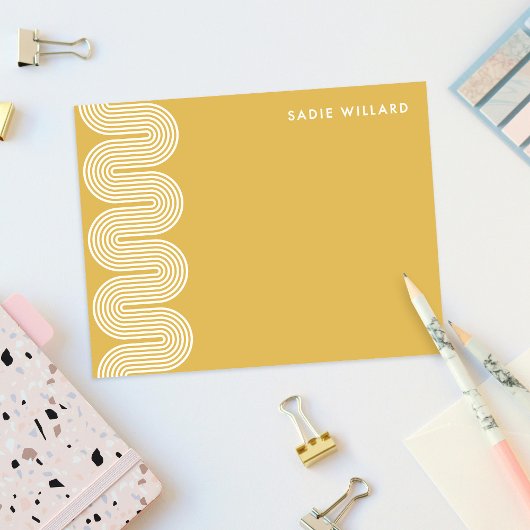 Gold Lombard Wavy Lines Modern Stationery Card ノートカード