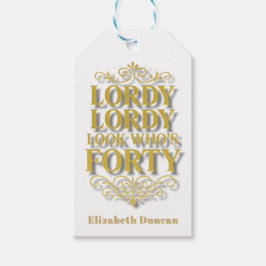 Gold Lordy Lordy Look Who’s 40 Birthday Thank You ギフトタグ